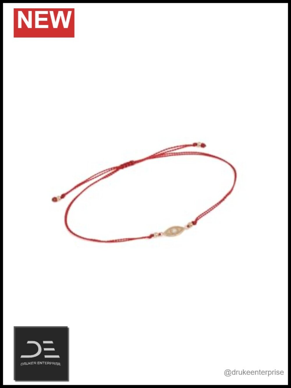 14k Yellow Gold Evil Eye Diamond Cord Bracelet Adjustable Bezel Set